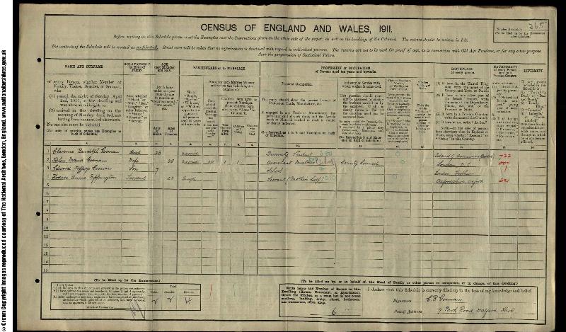 Rippington (Florence Annie) 1911 Census